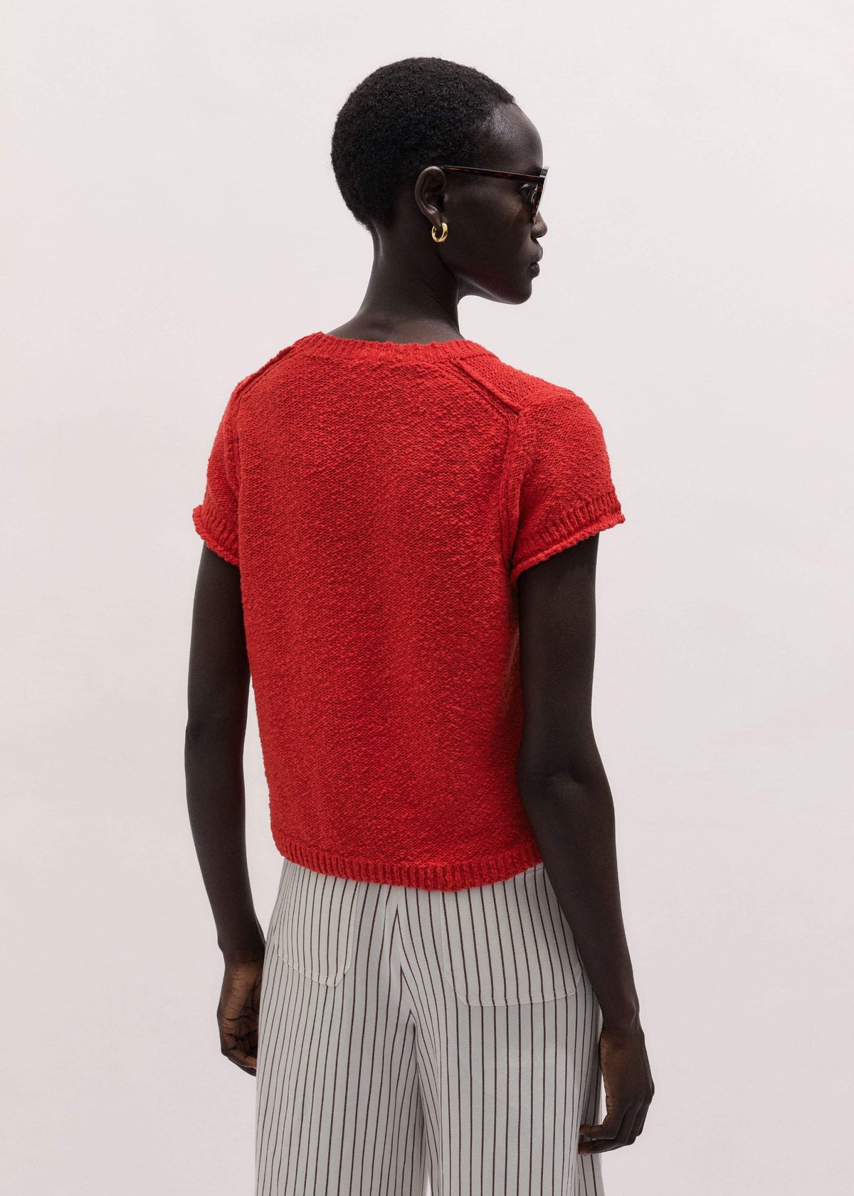 Red Bouclé Straight Baby Tee | ME+EM
