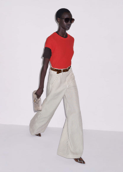 Red Bouclé Straight Baby Tee | ME+EM