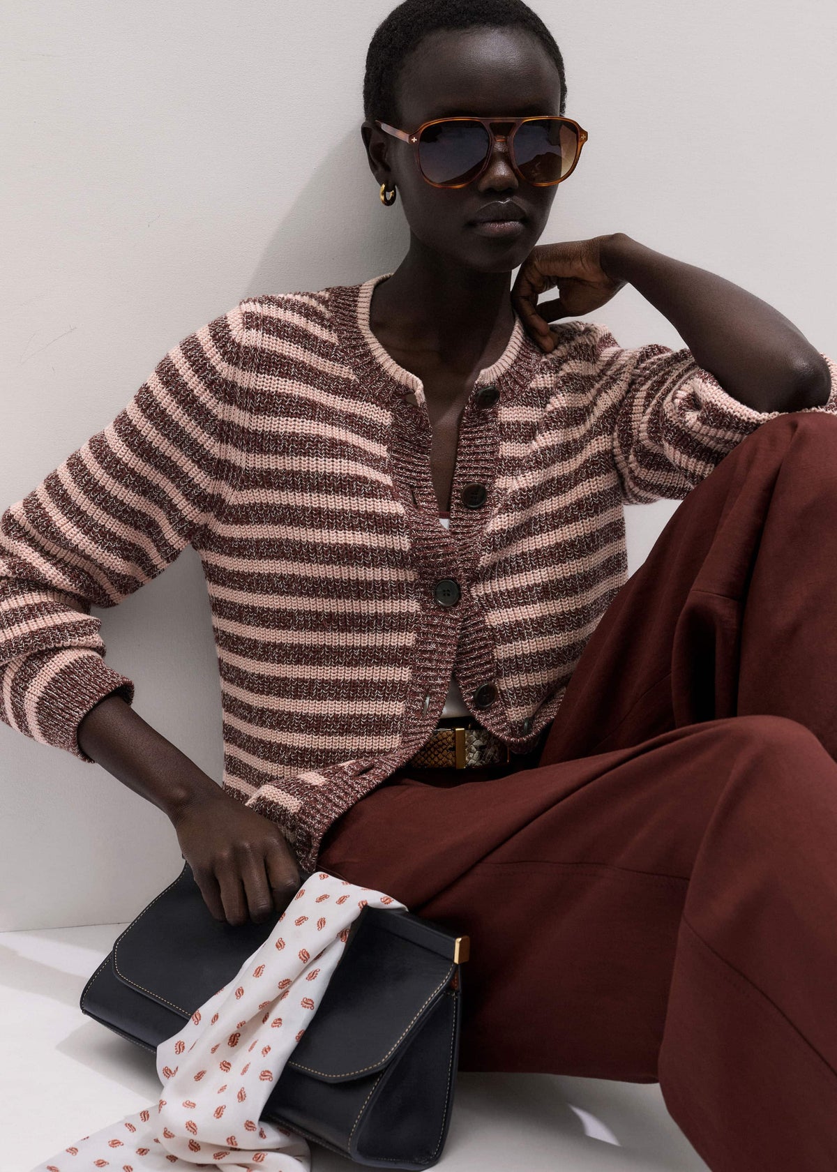 Cinnamon Brown Straight Cardigan | ME+EM