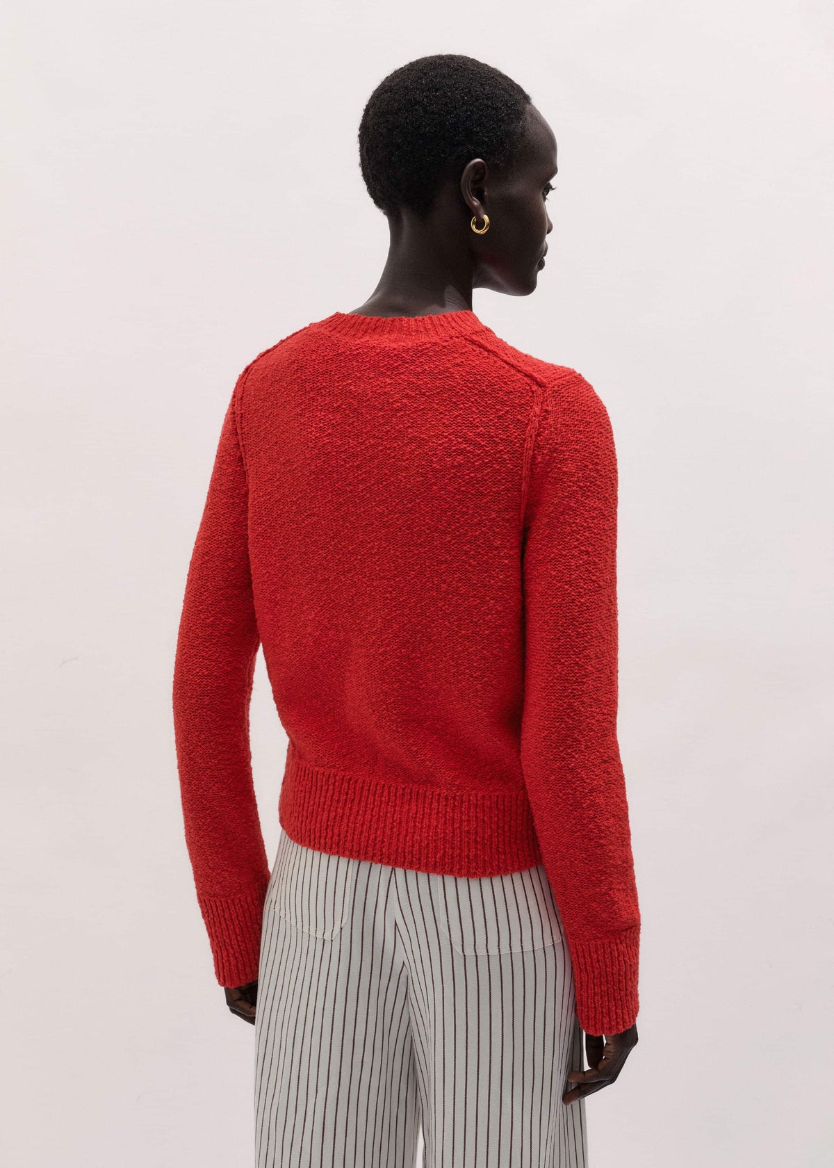 Red Bouclé Straight Knit Cardigan | ME+EM