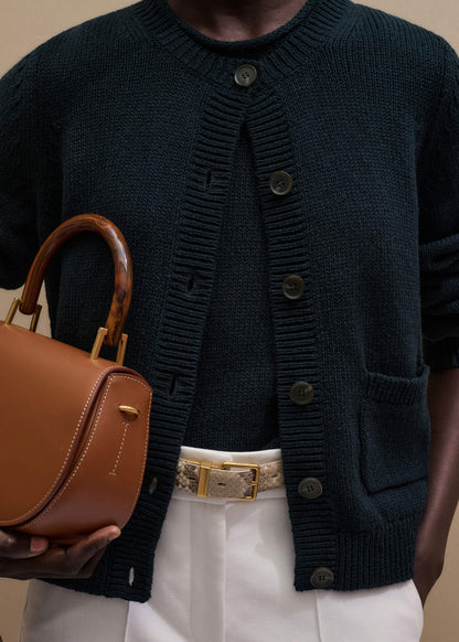 Navy Boxy Knit Straight Cardigan | ME+EM