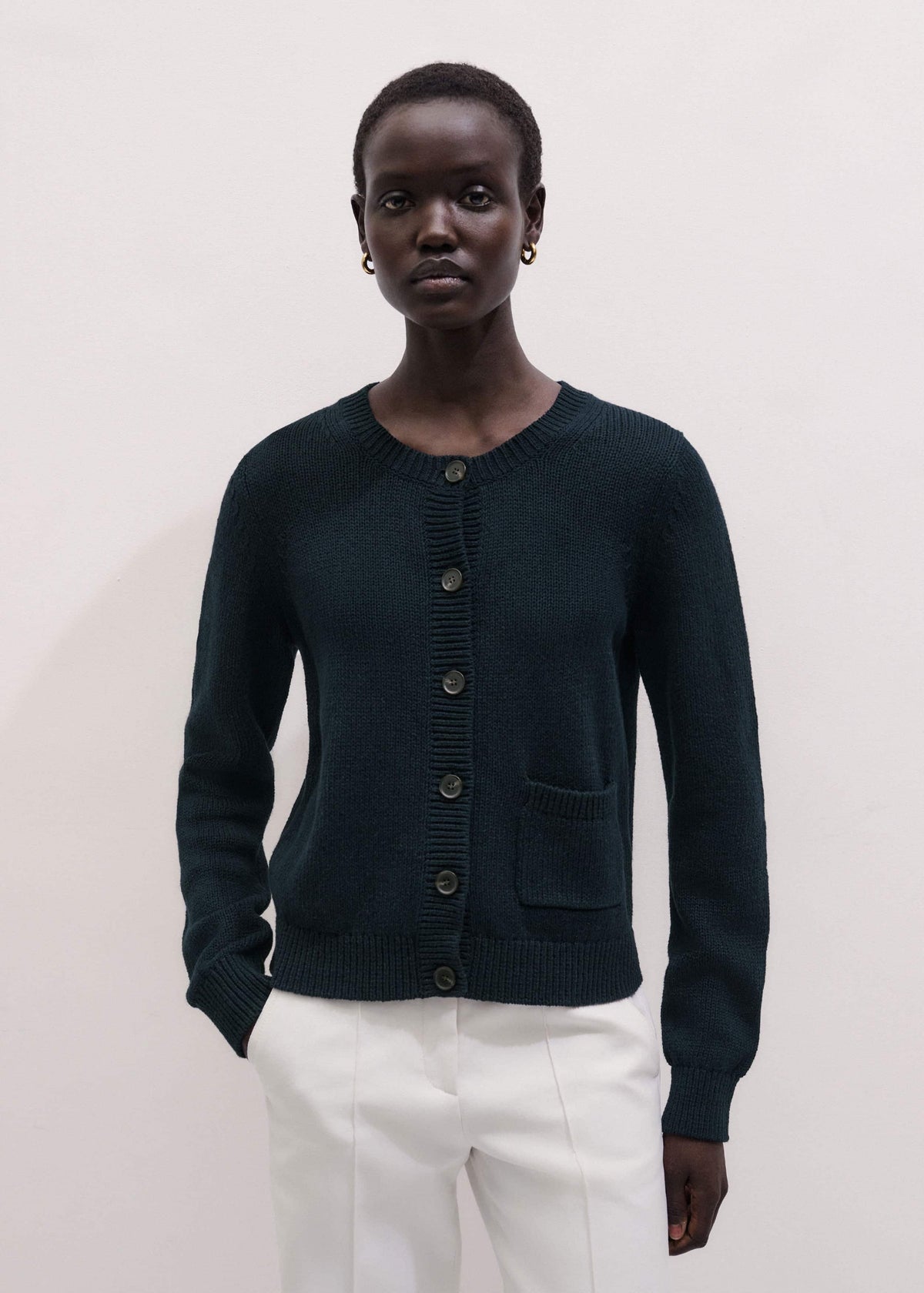 Navy Boxy Knit Straight Cardigan | ME+EM