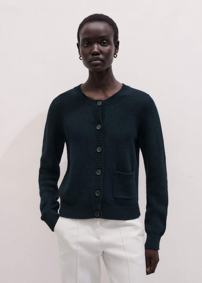 Navy Boxy Knit Straight Cardigan | ME+EM