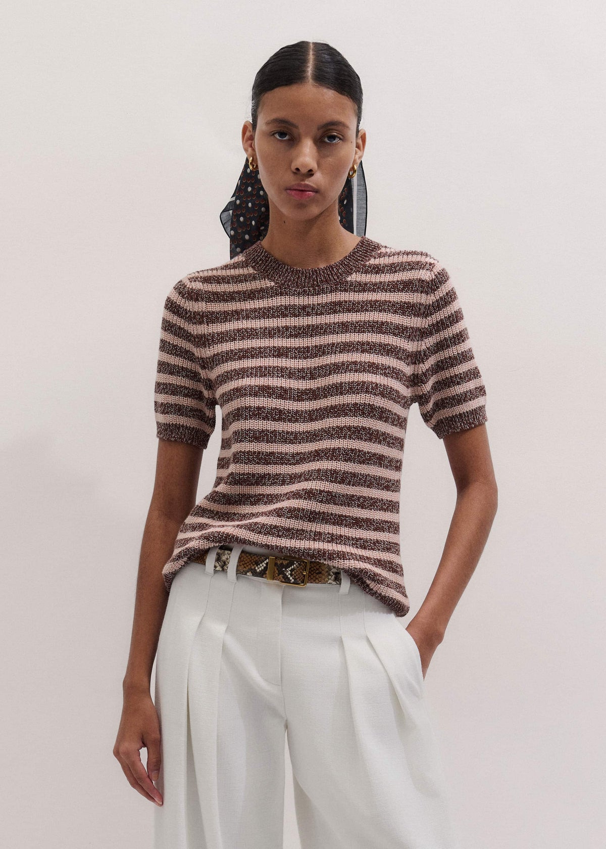 Cinnamon Brown Straight Knit Tee | ME+EM
