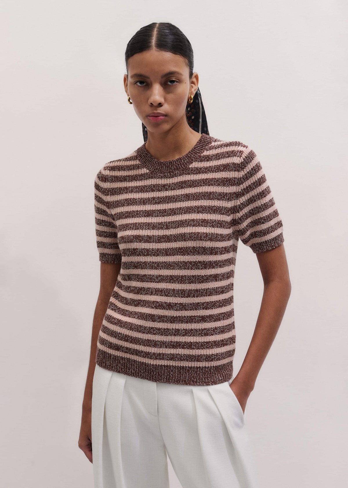 Cinnamon Brown Straight Knit Tee | ME+EM