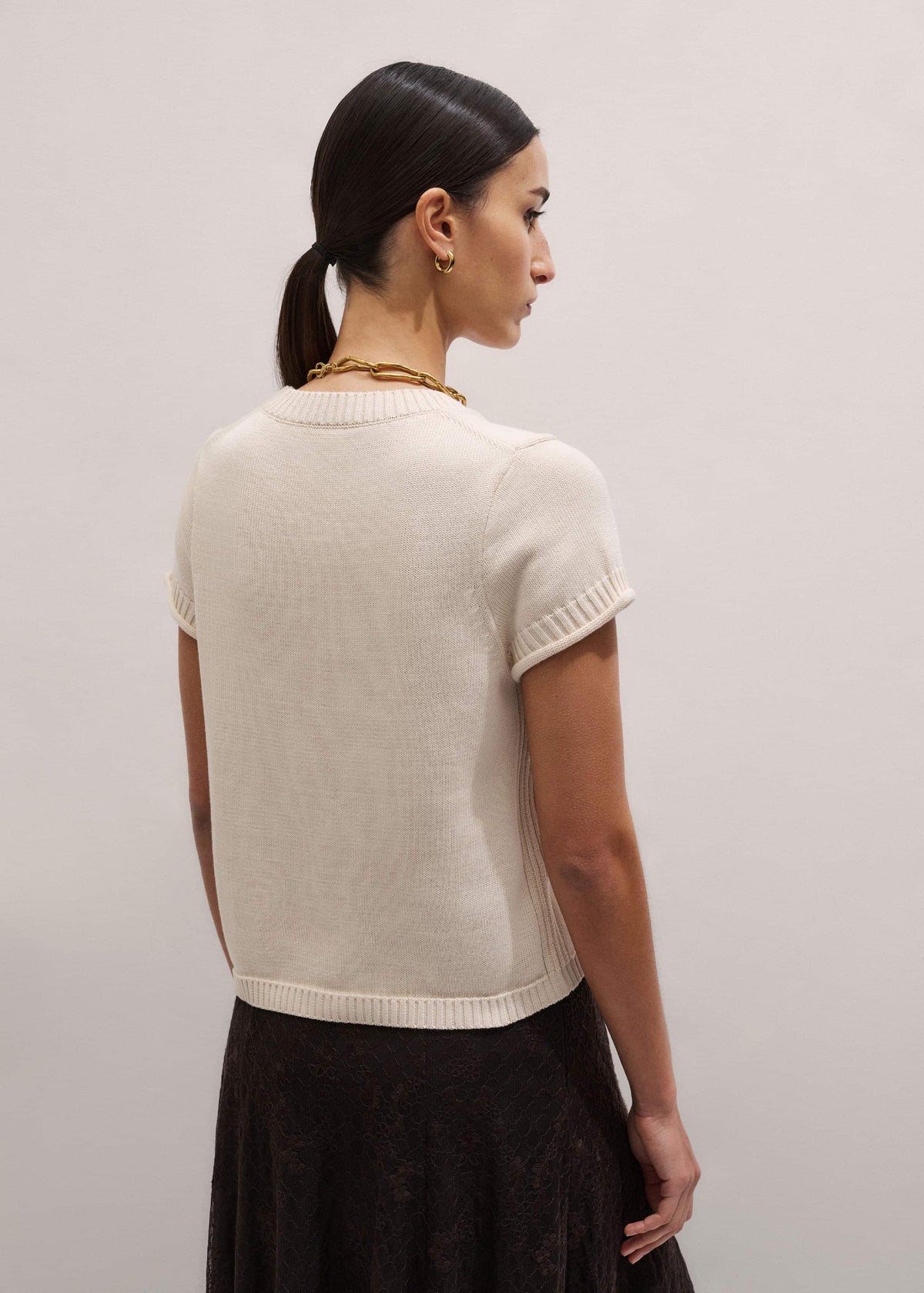 Vanilla Shrunken Straight Knit Baby Tee | ME+EM