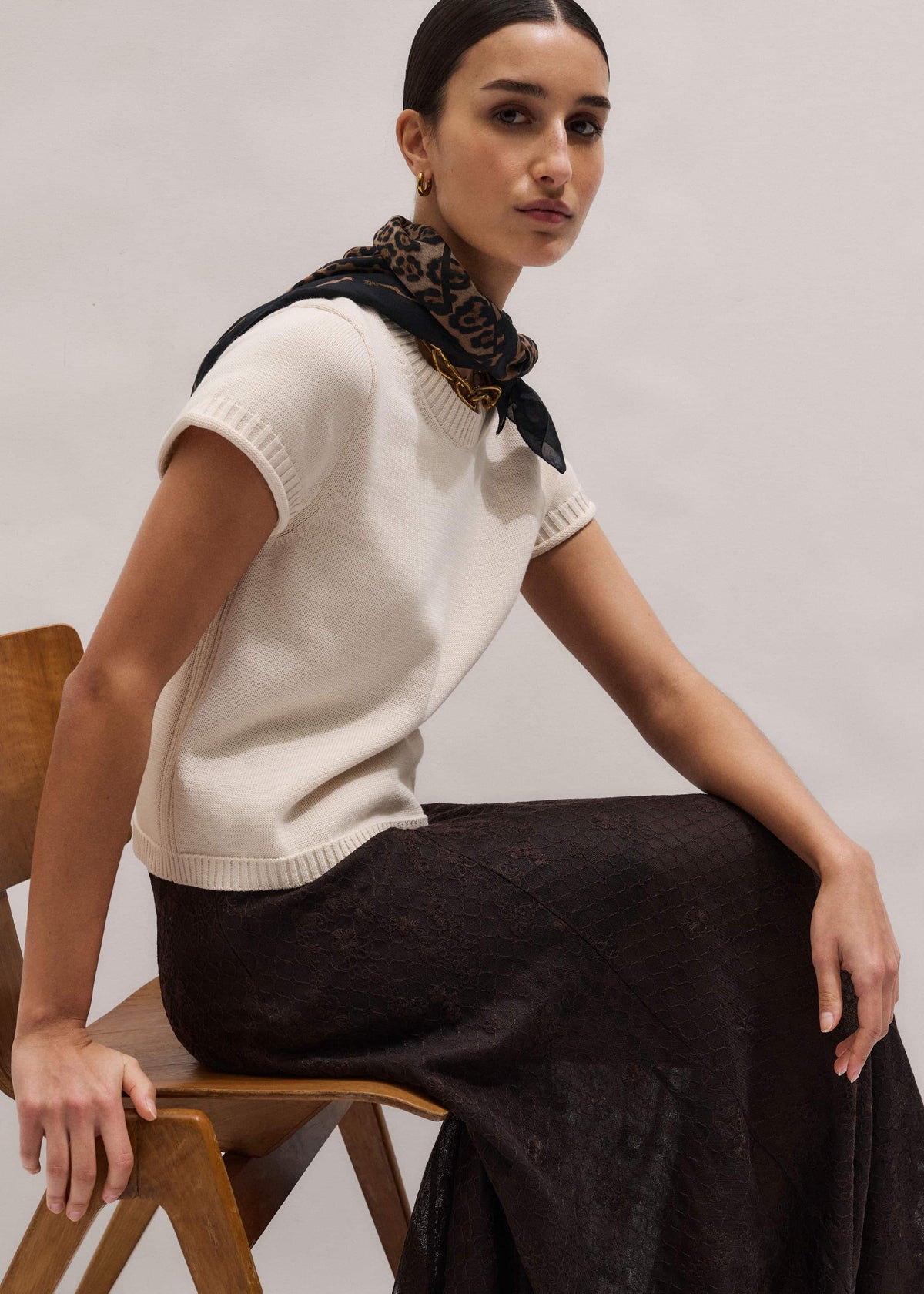 Vanilla Shrunken Straight Knit Baby Tee | ME+EM