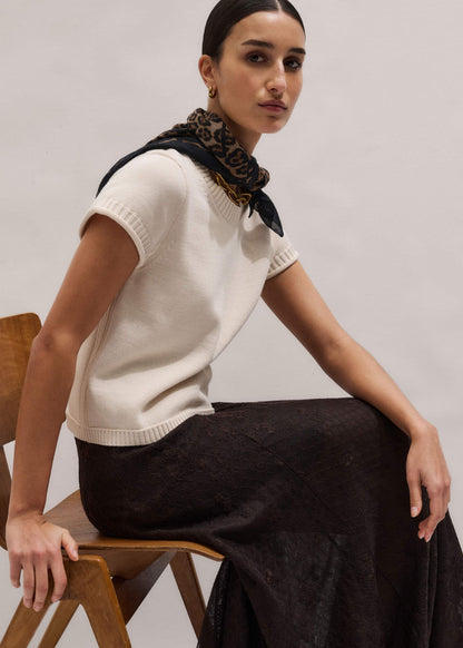 Vanilla Shrunken Straight Knit Baby Tee | ME+EM