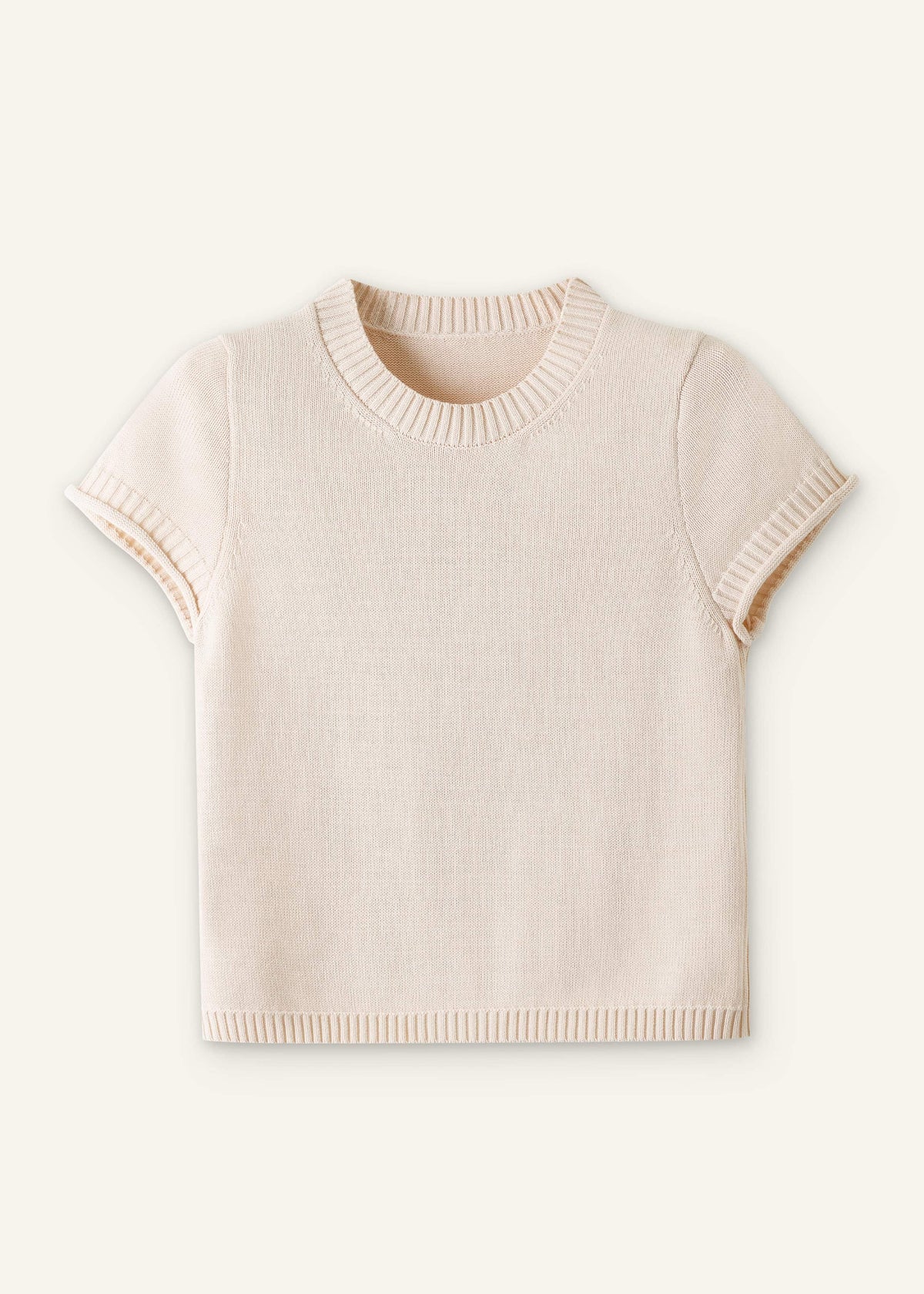 Vanilla Shrunken Straight Knit Baby Tee | ME+EM