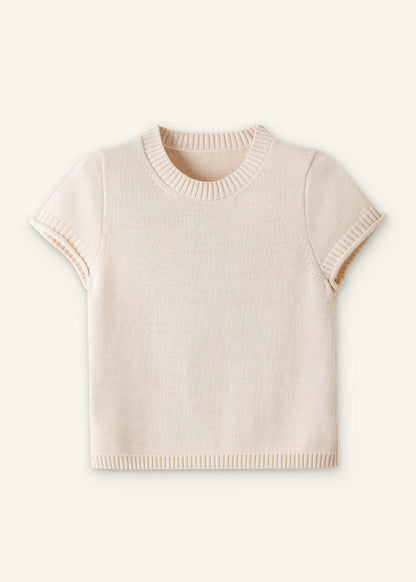 Vanilla Shrunken Straight Knit Baby Tee | ME+EM