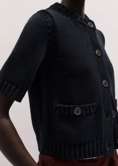 Black Straight Knit Cardigan | ME+EM