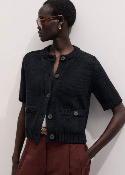 Black Straight Knit Cardigan | ME+EM
