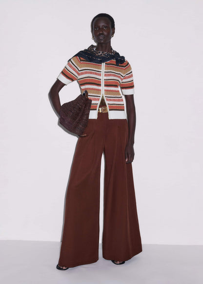 Cinnamon Brown Double Zip Knit Tee | ME+EM