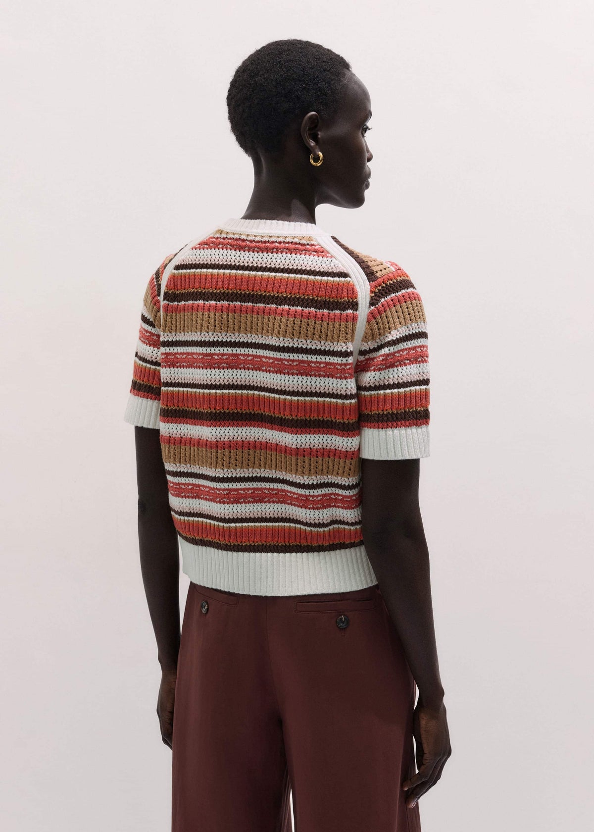 Cinnamon Brown Double Zip Knit Tee | ME+EM