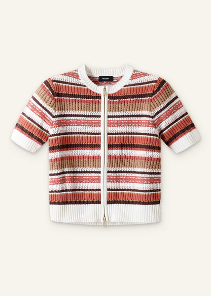 Cinnamon Brown Double Zip Knit Tee | ME+EM