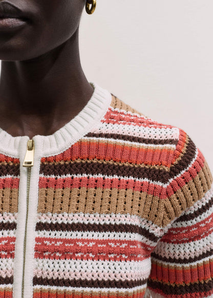 Cinnamon Brown Double Zip Knit Tee | ME+EM