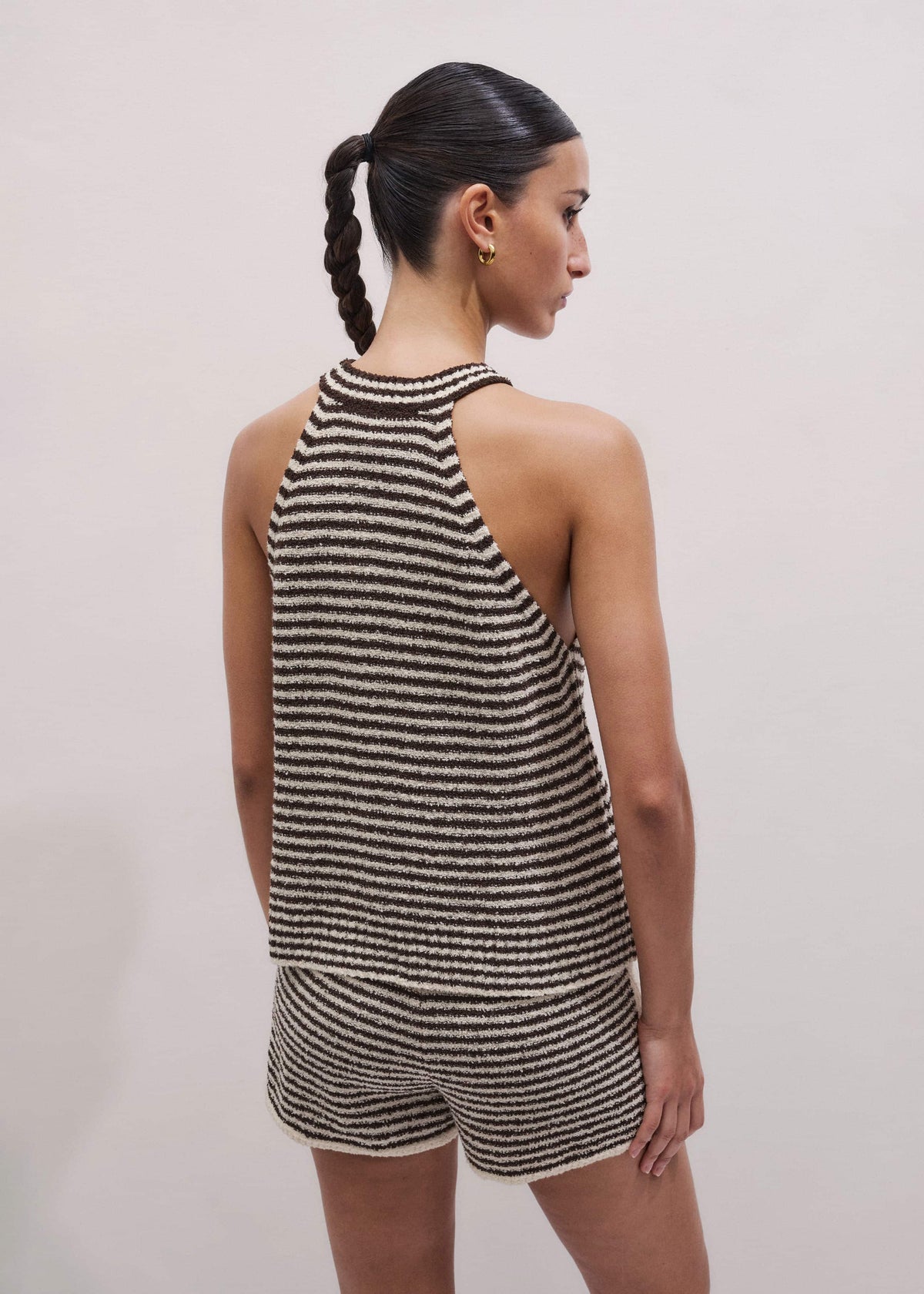 Brown Stripe Halterneck Tank | ME+EM