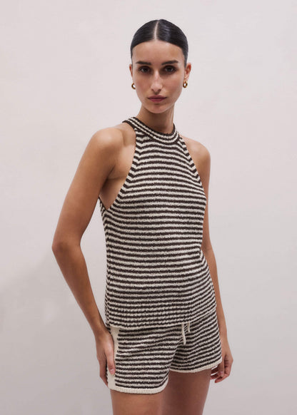 Brown Stripe Halterneck Tank | ME+EM