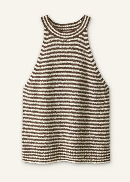 Brown Stripe Halterneck Tank | ME+EM