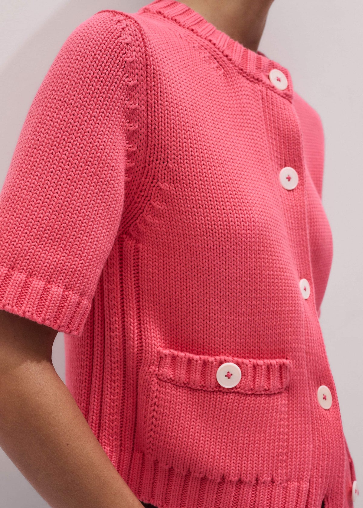Pink Straight Knit Cardigan | ME+EM