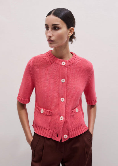 Pink Straight Knit Cardigan | ME+EM