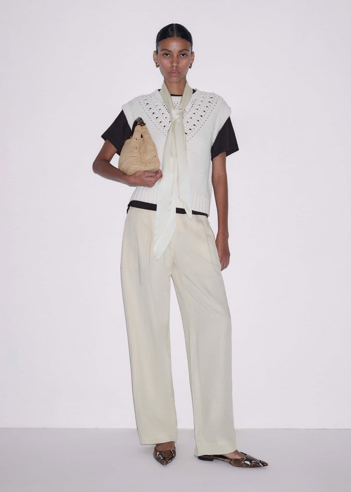 Cream Relaxed Knit Vest | ME+EM