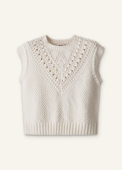Cream Relaxed Knit Vest | ME+EM