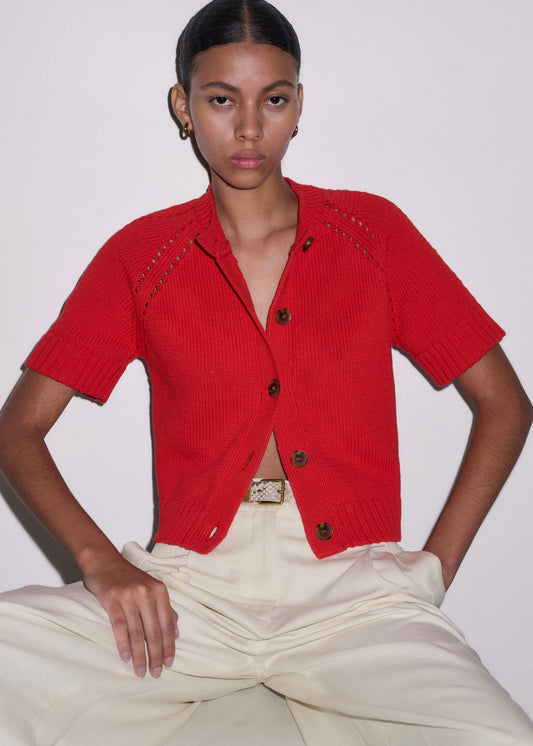 Red Short Sleeve Cardigan | ME+EM