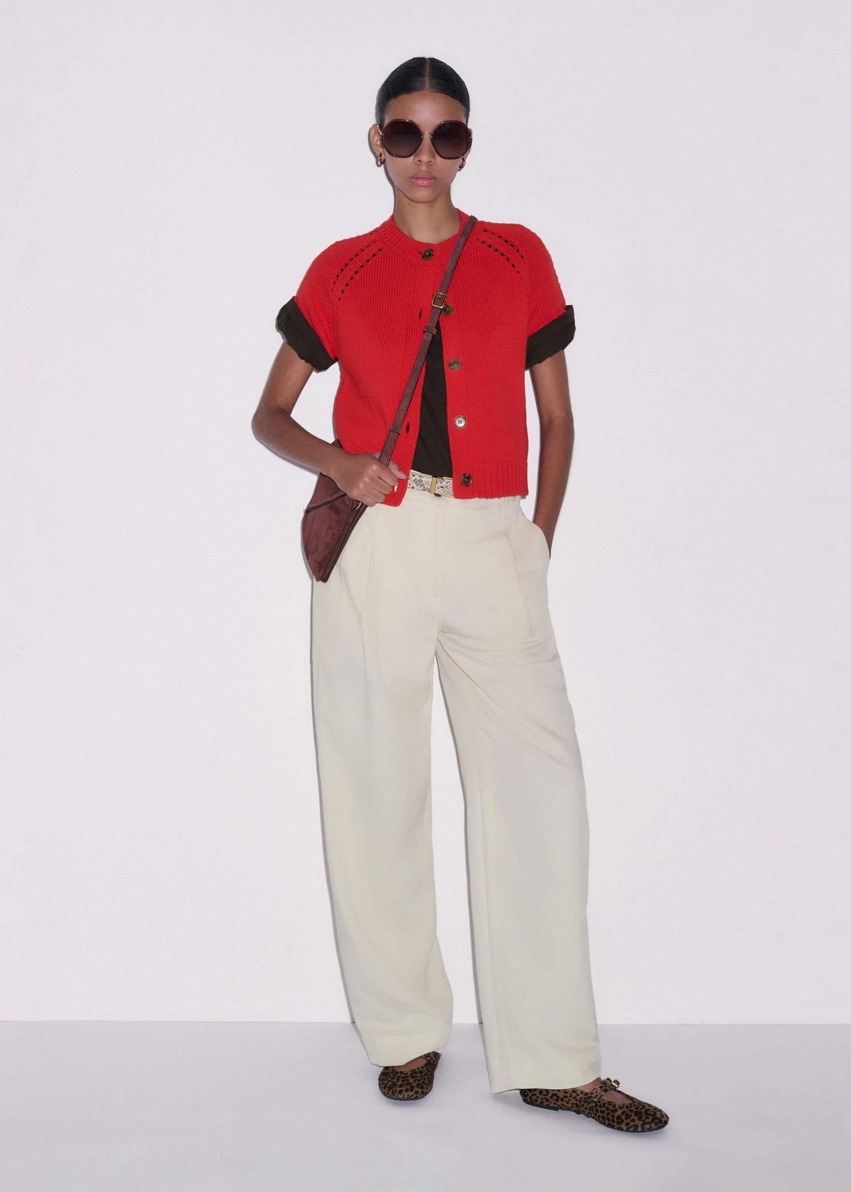 Red Short Sleeve Cardigan | ME+EM