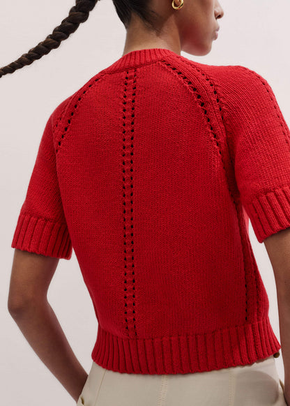 Red Short Sleeve Cardigan | ME+EM
