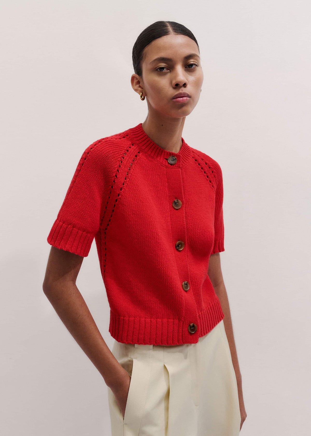 Red Short Sleeve Cardigan | ME+EM