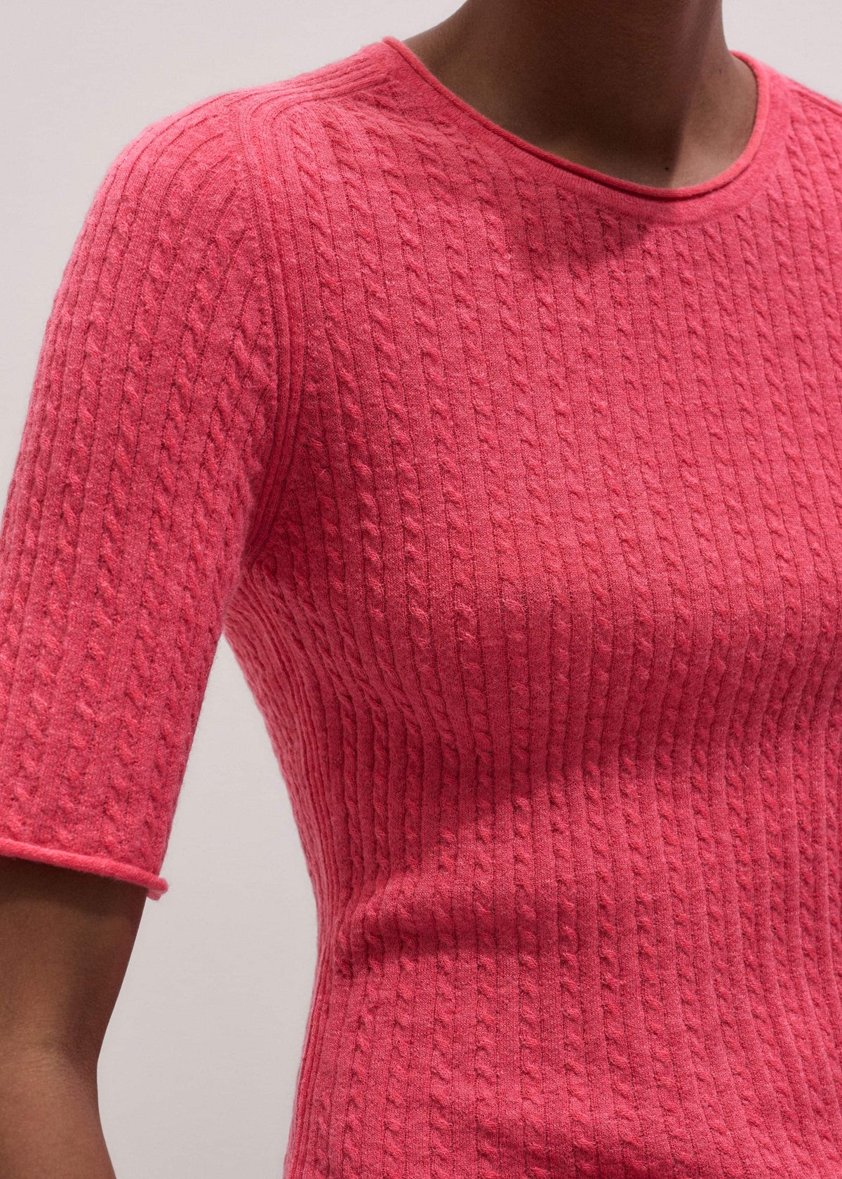 Pink Lofty Cable Slim Tee | ME+EM