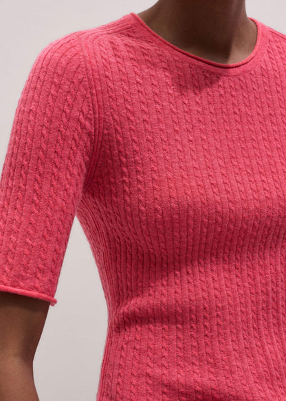 Pink Lofty Cable Slim Tee | ME+EM