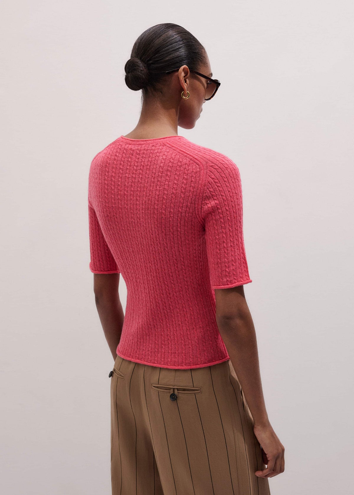 Pink Lofty Cable Slim Tee | ME+EM