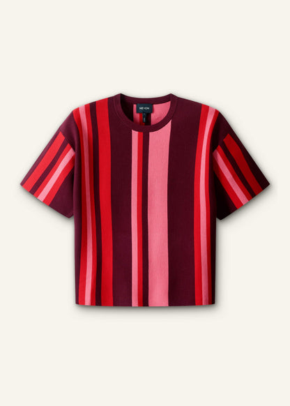 Pink Milano Stripe Relaxed Knit Tee | ME+EM