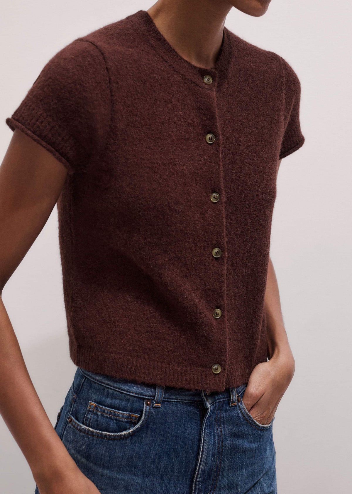 Cinnamon Alpaca Button-Through Knit Baby Tee | ME+EM