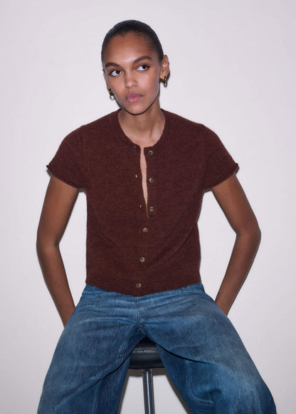 Cinnamon Alpaca Button-Through Knit Baby Tee | ME+EM