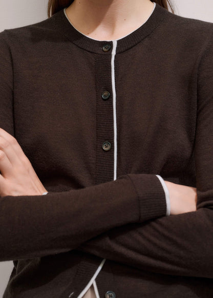 Brown Barely There Contrast Slim Cardigan | ME+EM
