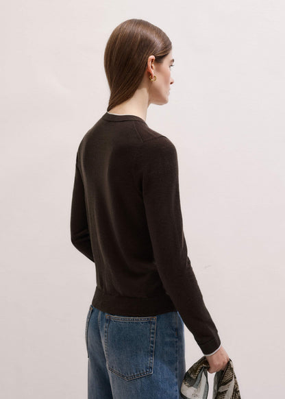 Brown Barely There Contrast Slim Cardigan | ME+EM