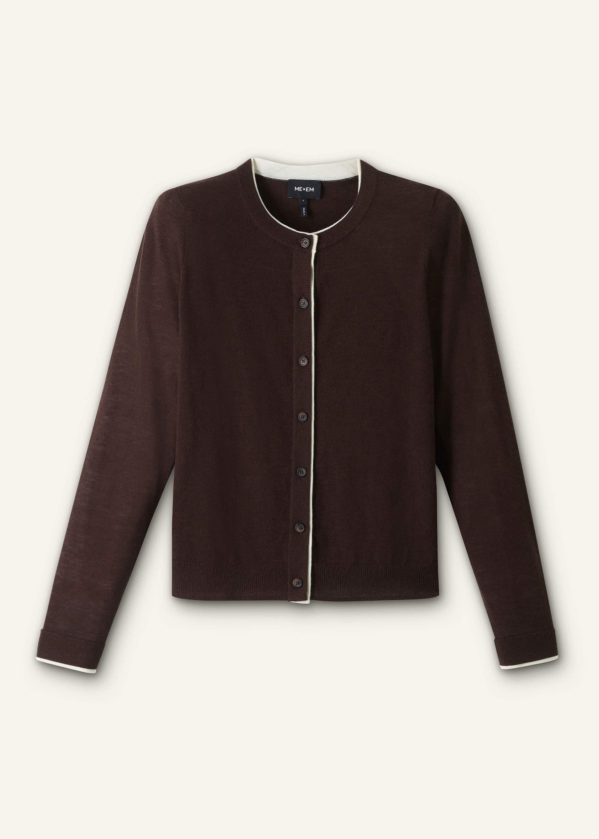 Brown Barely There Contrast Slim Cardigan | ME+EM