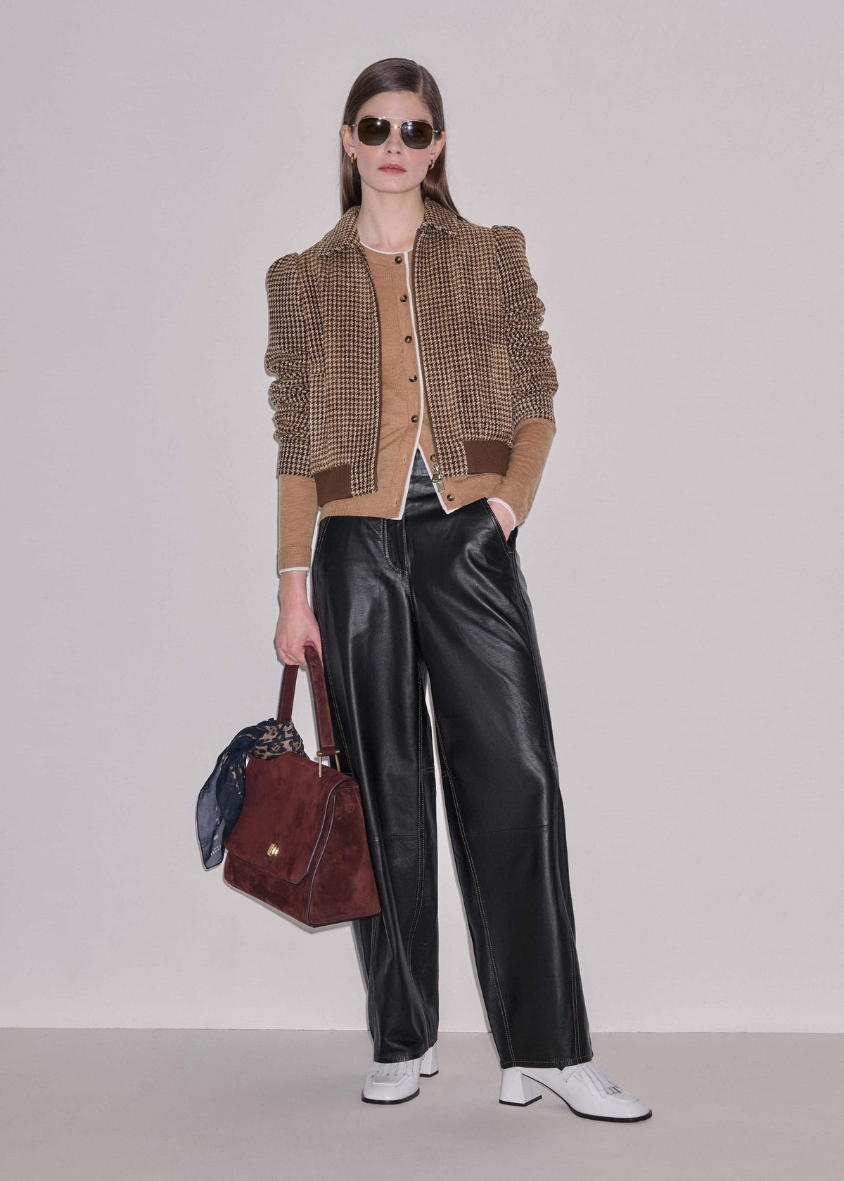 Camel Brown Barely There Contrast Slim Cardigan | ME+EM