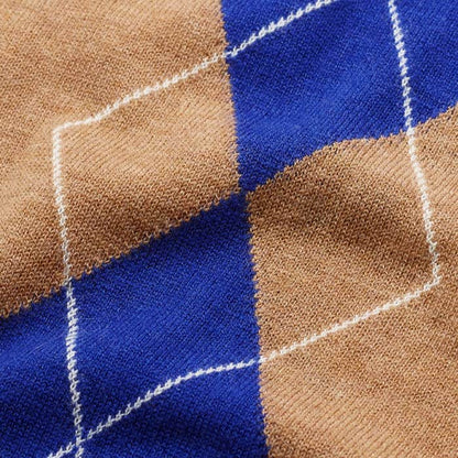 Brown Fine Argyle Slim Tee | ME+EM