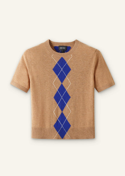 Brown Fine Argyle Slim Tee | ME+EM