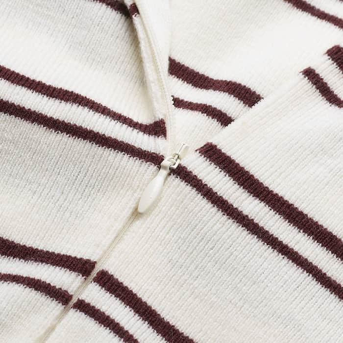 Cream Two-Way Zip Stripe Slim Tee | ME+EM