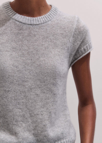 Gray Merino Cashmere Silk Straight Baby Tee | ME+EM