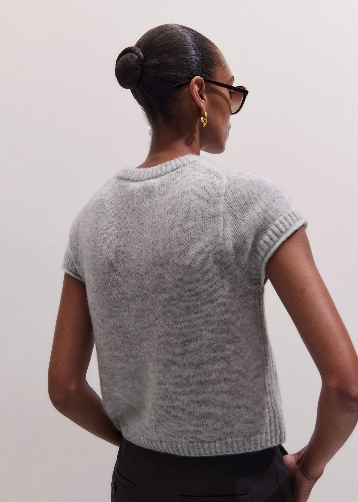 Gray Merino Cashmere Silk Straight Baby Tee | ME+EM