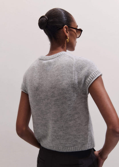 Gray Merino Cashmere Silk Straight Baby Tee | ME+EM