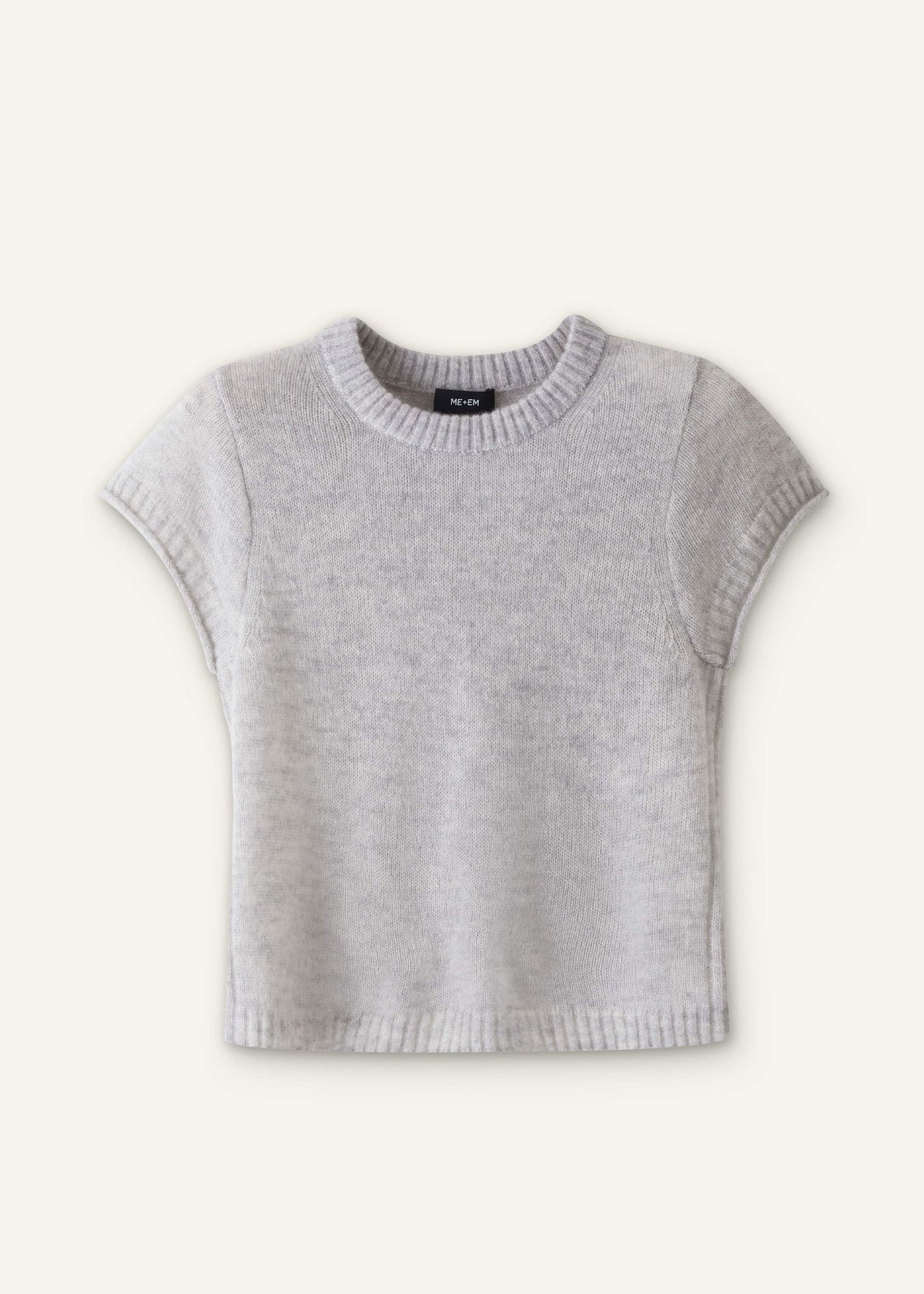 Gray Merino Cashmere Silk Straight Baby Tee | ME+EM