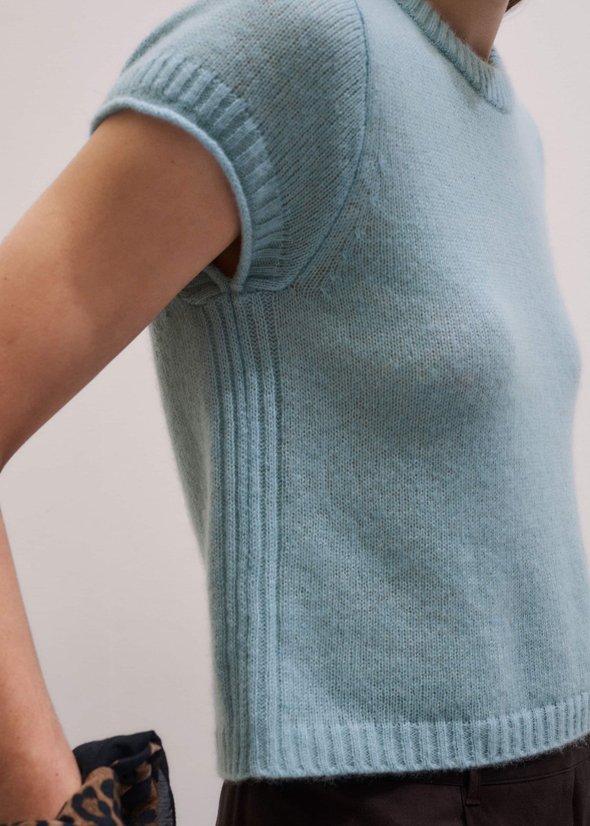Blue Merino Cashmere Silk Straight Baby Tee | ME+EM
