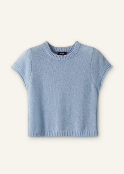 Blue Merino Cashmere Silk Straight Baby Tee | ME+EM